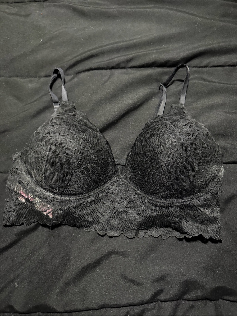 PINK Victoria's Secret Black Lace Longline Bralette